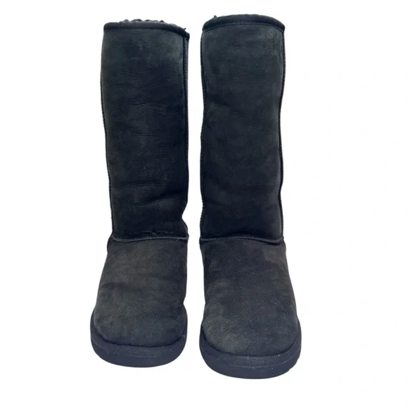 UGG Tall Classic Suede Shearling Boots Women’s Size 8 | Black High Winter Snow - Picture 5 of 13